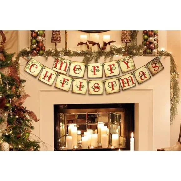 Vintage Merry Christmas Banner | Retro Nostalgic Banner - Picture 7 of 9